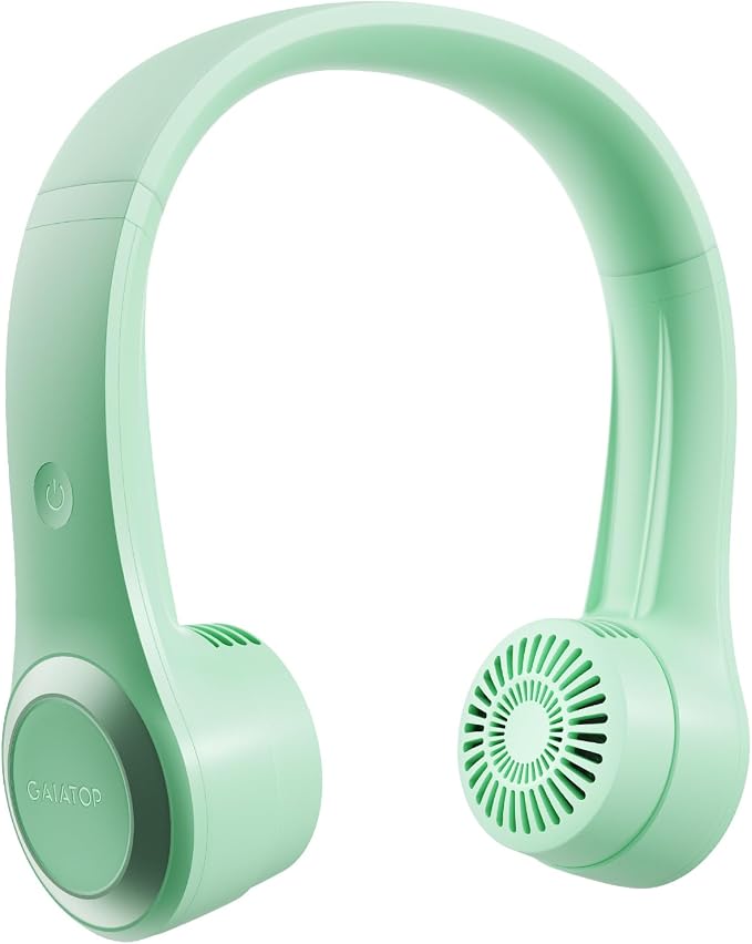 Gaiatop Portable Neck Fan, 4000mAh Rechargeable Hands Free Bladeless Mini Fans, 3 Speeds Air Outlet Can Rotate 70°, Free Adjustment Personal Wearable Cooling Fan Suitable for Travel Office Green