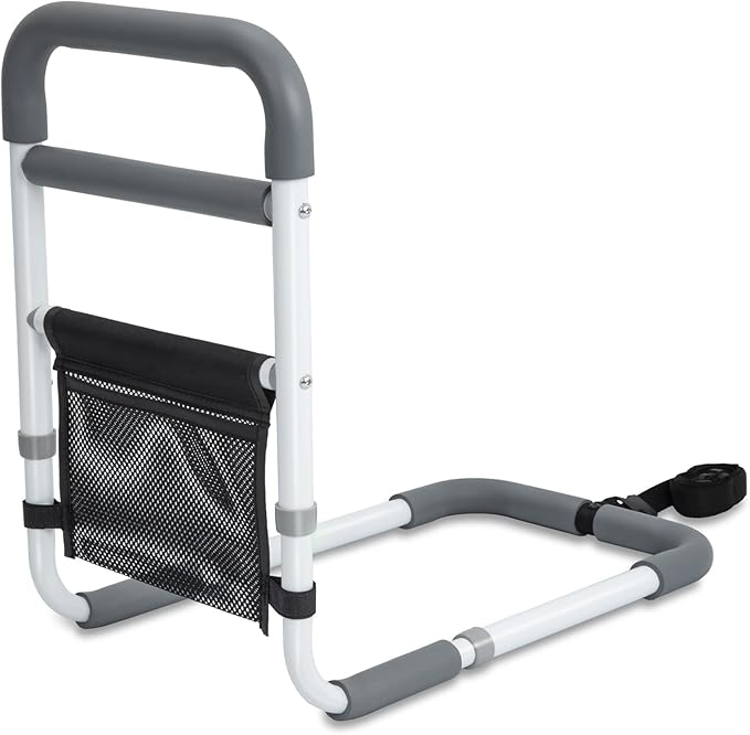 Bed Rails for Elderly Adults - 350LBS Heavy Duty Bed Assist Rail with Non-Slip Bedside Handle, Fall Prevention Safety Cane with Storage Pocket for Seniors, Fits King/Queen/Full/Twin Beds