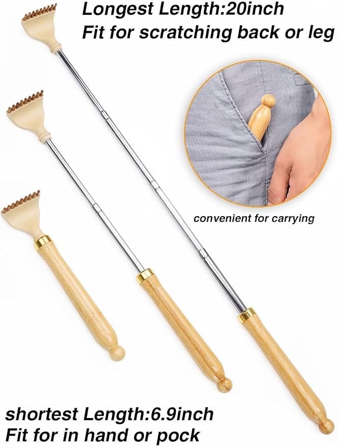 Back Scratcher, Classic Portable Extendable Bamboo Back Scratcher for Men Women with Beautiful Gift Packaging