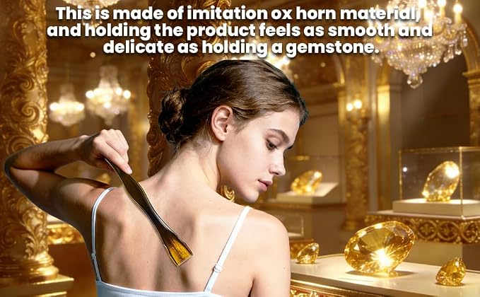 1-Piece Imitation Cow Horn Back Scratcher as Delicate and Smooth as a Gemstone, 12.4-Inch Long Handle Back Scratcher, Suitable for Adult Women and Man, As A Gift for Loved Ones(C-Brown)