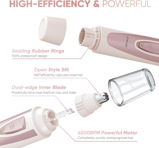 ZORAMI Replacement Nose Hair Trimmer Head, Stainless Steel Blades, Designed Battery-Operated Trimmer, Rose Pink
