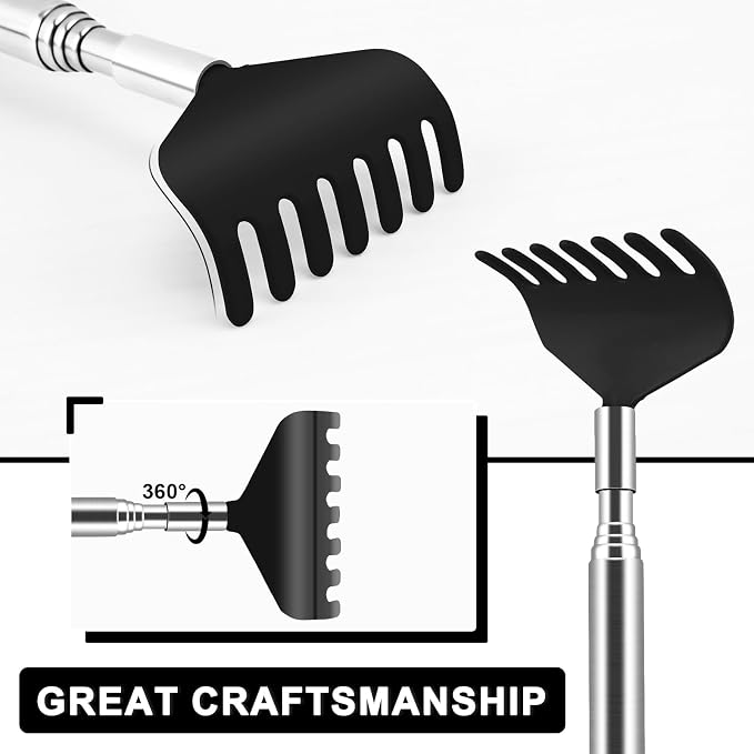 6 Pack Back Scratcher, Stocking Stuffers for Women Men Teen Girls | Prizes for Adults, Birthday Gag Bulk Christmas Gift, Mothers Fathers Day Dad Gifts, Easter Basket Stuffers (Black)
