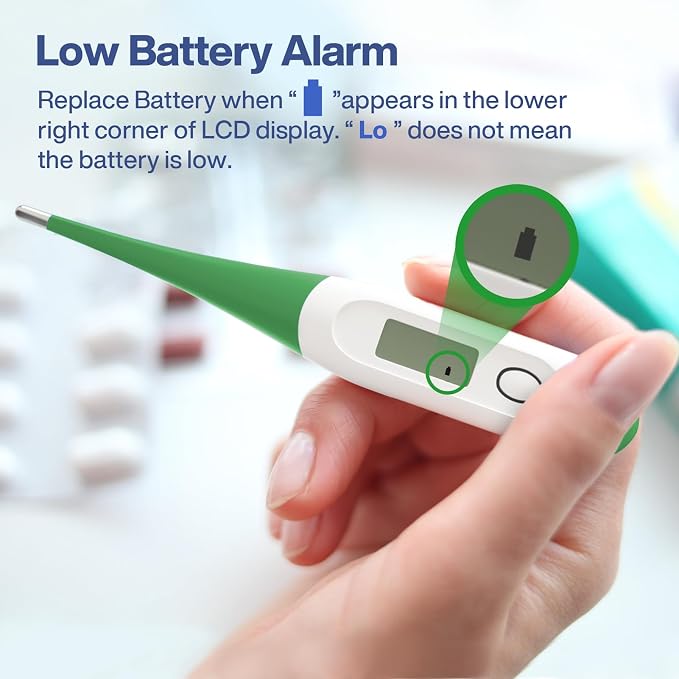 Boncare 10 Seconds Oral Thermometer for Adults and Kids, Dark Green | Accurate & Safe, Rectal Digital Thermometer for Baby, Fever Alarm
