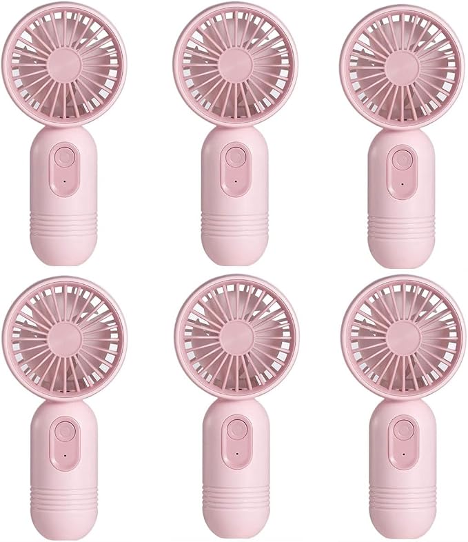 JODNO Mini Portable Fan 6 Pack, Cute Handheld Battery Operated Lightweight Small Personal Fans with 3 Speeds and USB Rechargeable Eyelash Fan for Women Men Office Outdoor Travel Camping