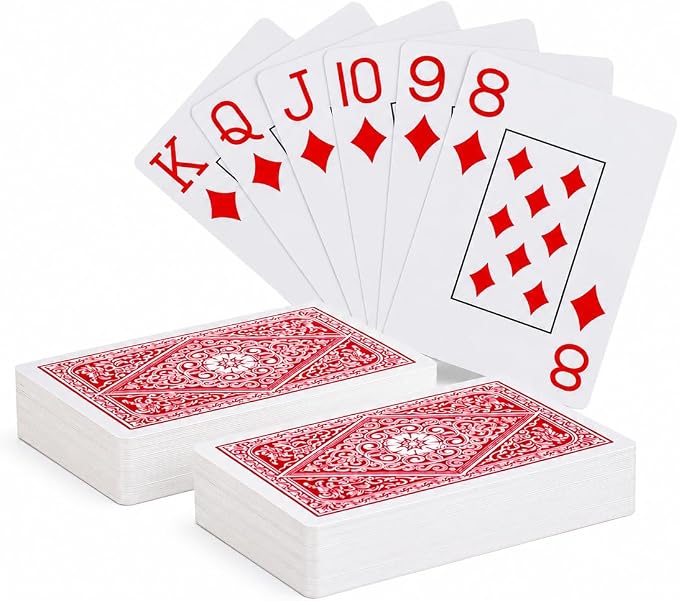 Plastic Playing Cards, 2 Packs Waterproof Poker Decks, Washable & Durable | 2 Packs, Plastic,Waterproof, large Pint，Poker Decks, Washable, Durable