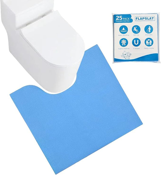 Disposable Toilet Mats for Effort-free Hygiene and Upgraded Bathroom Comfort, Suited for Elders, Children, Women, and Alzheimer's Patients, U-Shaped Absorbent Toilet Floor Mat (25 pack)