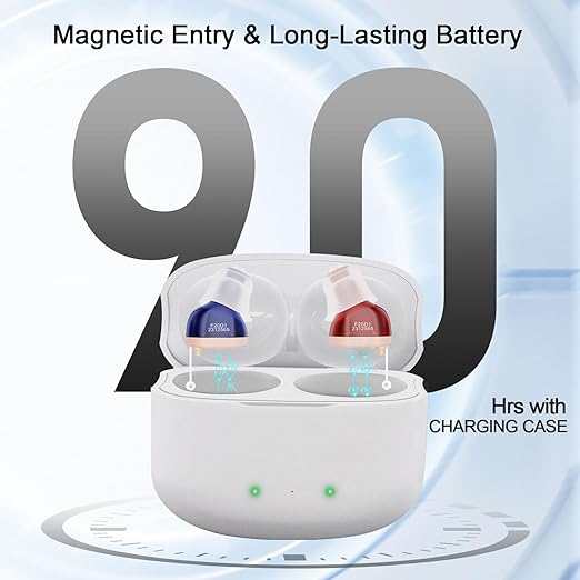 Rechargeable True Hearing Aids for Seniors Not Amplifiers Hearing Loss with Noise Cancellation 16 Channel Digital & Invisible Design with Charging Box