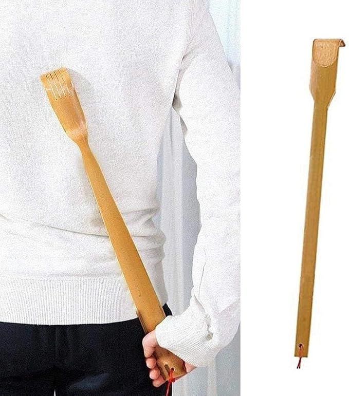 1Pc Wooden Bamboo Back Scratcher, Natural Handmade Back Scratchers, Long Handle Back Scratchers for Adults Men Women (17 Inch)