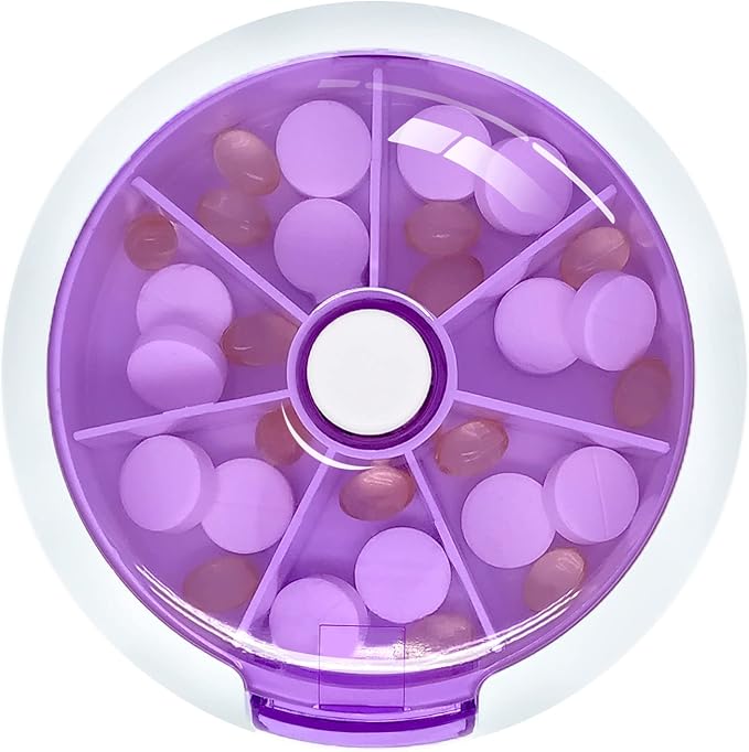 Pill Cases Weekly INVODA Pill Organizer 7 Day 3 Times Medicine Pill Dispenser Push Button Rotate Pill Planner with 7 Compartments