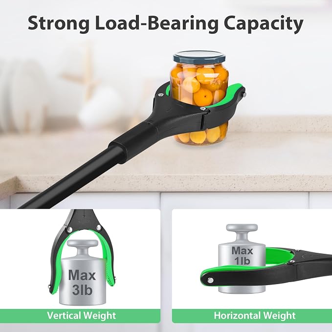 36" Foldable Grabber Reacher Pickup Tool for Seniors, Green | 360° Rotating Jaw, Two Magnets, Extra Long Trash Picker Upper, Lightweight for Elderly, Indoor & Outdoor