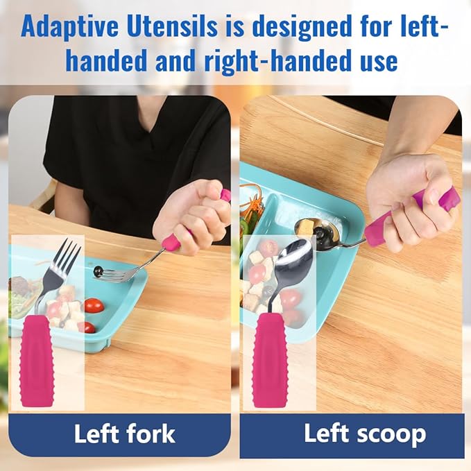 Adaptive Weighted Utensils Set – Spoon and Fork for Hand Tremors, Parkinson’s, Elderly, and Arthritis – Adaptive Eating Utensils for Weak Grip and Limited Mobility