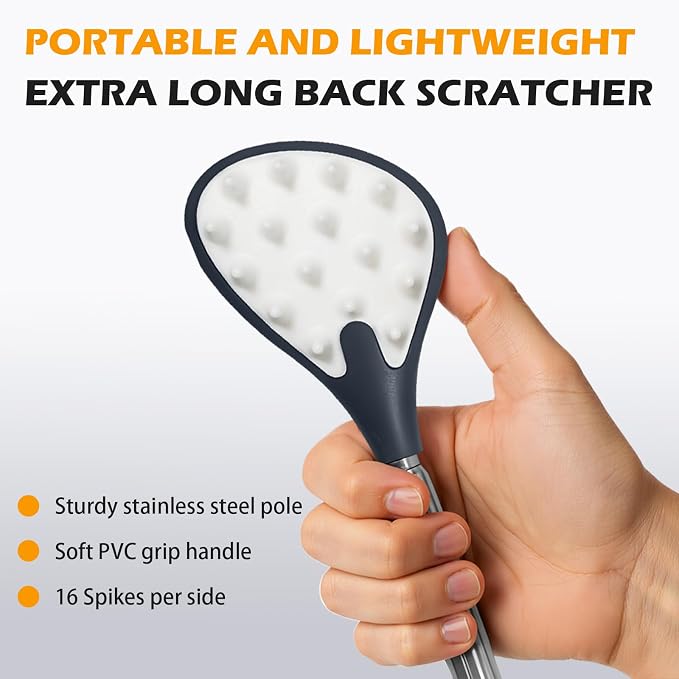 2Pc Back Scratcher for Adults | Back Itch Relieve | Extendable Scratcher for Men Women Portable and Lightweight Black