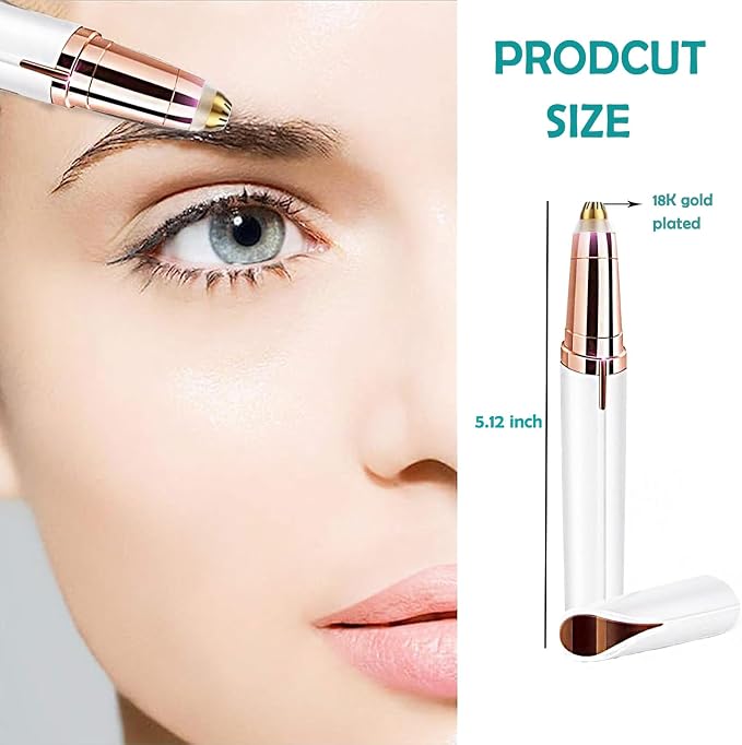 LiXiongBao USB Rechargeable Portable Electric Eyebrow Trimmer Pen for wemen,Eyebrow Hair Remover for face Fingers Legs Mouth, Safe Eyebrow Shaver Razor Tool Painless Precision(White)