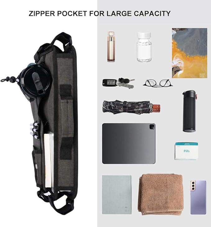 supregear Walker Bag, Seniors Storage Caddy Accessory (Double Sided), Attachment Basket for Folding Walkers, Large Capacity Waterproof Carrier Tote with 9 Pockets and Cup Holder