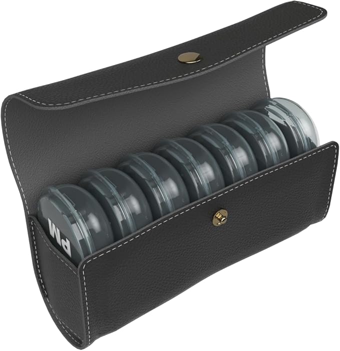 EZY DOSE Weekly (7-Day) AM/PM Pill Case, Medicine Planner, Vitamin Organizer, Pop-Out Compartments, 2 Times a Day, Black Lids, Includes Black Case, BPA Free