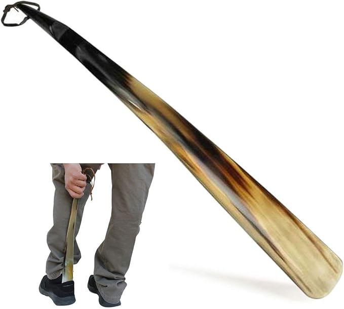Shoe Horn Made with Real Horn Handmade. Easy Grip Long handle Shoehorn for Men,Women Seniors, Pregnancy, Elderly, back pain, tall people and kids Shoes & Boots.Best Gift Idea Home or Travel Use.(17'')