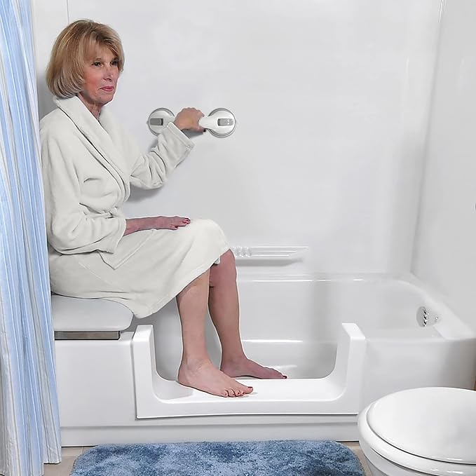 NL'AAHCÉ Grab Bars for Shower Heavy-Duty (2Pack) 12-Inch ADA Compliant Grab Bar for Seniors Shower Handles for Elderly Suction Handicap Safety Handrail for Bathroom Bathtubs Toilet Tiles Glass