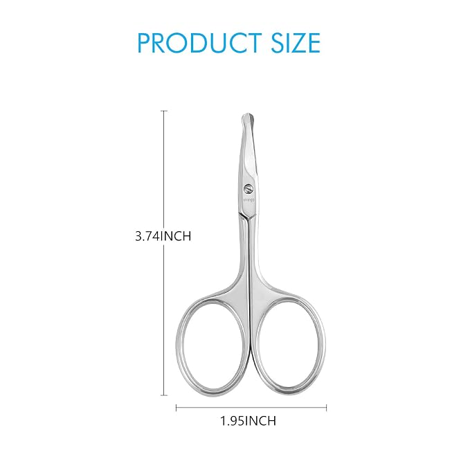 LIVINGO 3.75" Rounded Curved Nose Hair Scissors, Premium Stainless Steel Safety Small Blades Use for Manicure Cuticle Trimming Facial Hair, Eyebrow, Dry Skin