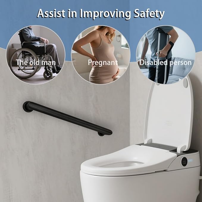 Handicap Grab Bars, Right Angle 2 Pack 18 Inch Shower Grab Bar for Seniors, 304 Stainless Steel ADA Grab Bars for Bathtubs and Showers, Safety Shower Handles for Elderly, Disabled (Polished Chrome)