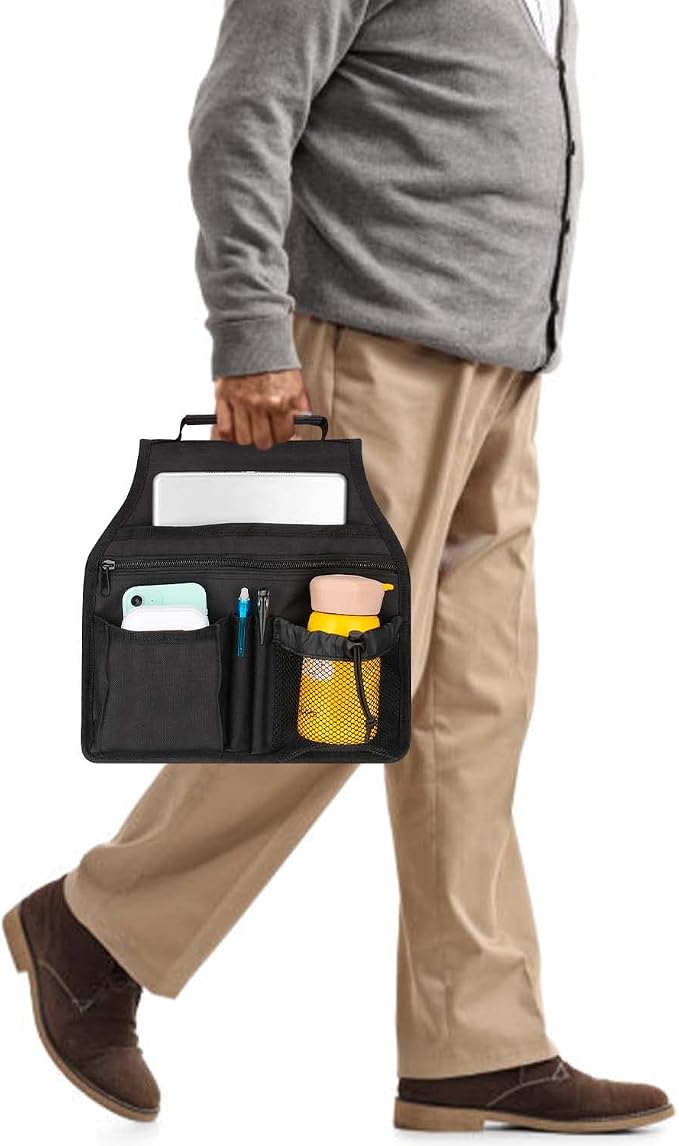 supregear Side Walker Bag, Walker Accessories Bag w/Cup Holder, Folding Walker Basket Waterproof Walker Organizer Caddy Pouch for Most Walker with Side Bar for Seniors, Elderly, Double Sided