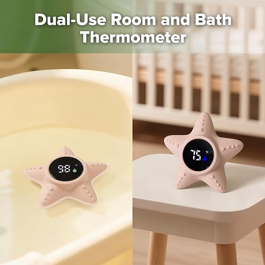 Haakaa Silicone Baby Bath Thermometer – Water Temperature Thermometer for Baby Safety, Floating Infant Bath tub Temp Thermometer for Newborns & Toddlers - Starfish