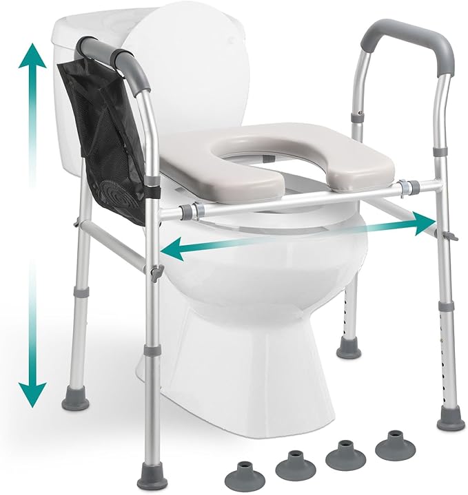 Raised Toilet Seat with Handles, Raised Toilet Seat for Seniors,Fits Most Toilets,Easy Installation for Medical,Elderly and Disabled,Raised Toilet Seat 350lbs Capacity,Elevated Toilet Seat