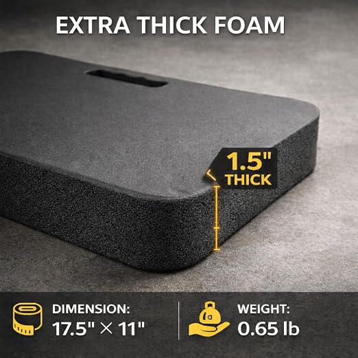 Gardzen Extra Thick Kneeling Pad for Gardening and Work | 1.5 Inch Soft NBR Foam Knee Cushion for Bathing Baby, Large Kneeler Mat for Yoga Exercise, 18x11 Inch, Black