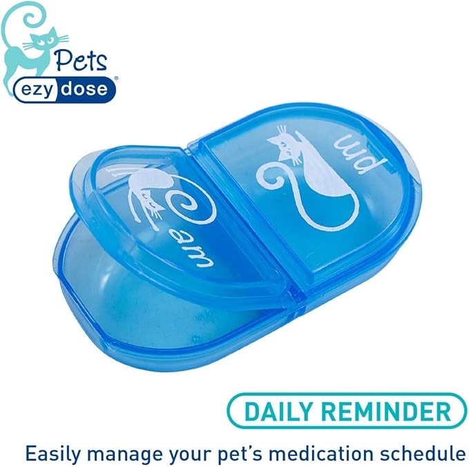 EZY DOSE Pets Daily AM/PM Pill Case, Medicine Planner, Treats, Vitamin Organizer Box for Cats, Convenient and Easy to Use, 2 Times a Day, Travel Friendly, Transparent Lids, BPA Free, Made in the USA