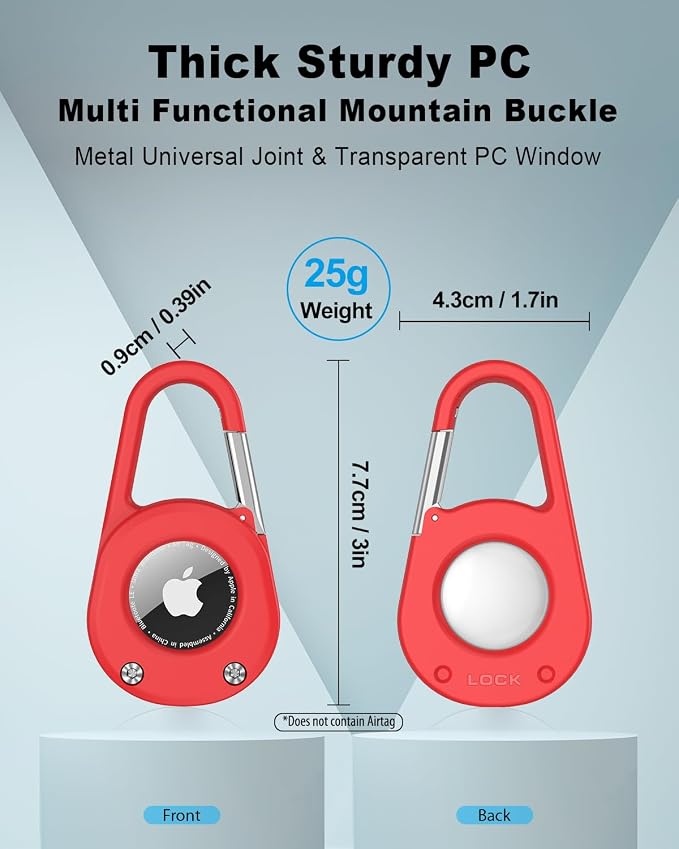 SCALLOP for AirTag (1st & 2nd Gen) Keychain with Carabiner,Thick Hard PC Air Tag Holder,IPX8 Waterproof,Secure Lock