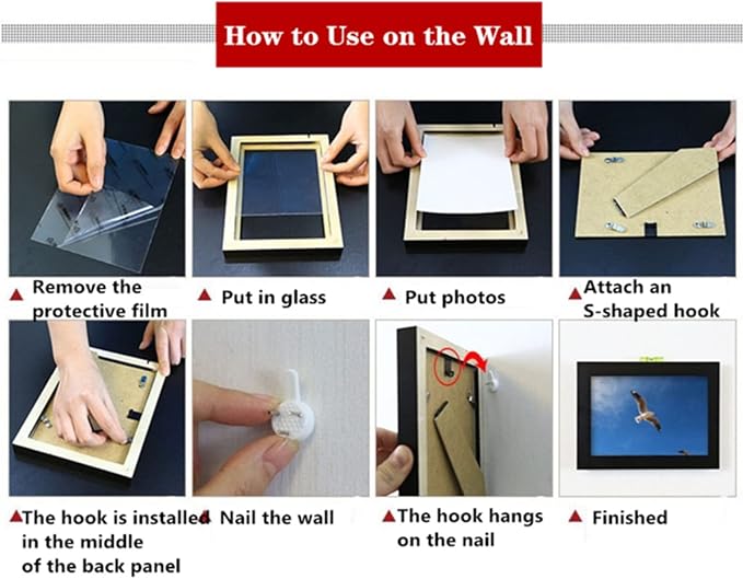 6x8 inch Picture Frame Made of 100% Solid Wood and High Definition PlexiGlass Display Pictures for Table Top Display and Wall Mounting Photo Frame White