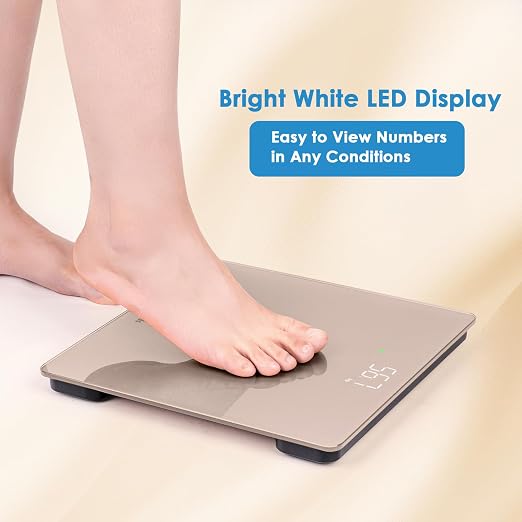 Homebuds Smart Scale for Body Weight, Precision 0.1lb by Our Professional Factory Since 2001, Digital Weight Scale Step-On and Bright LED, App Sync with Weights and BMI, 400lb/182kg, Rose Gold