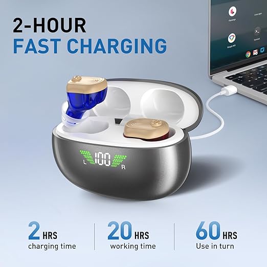 Scian Upgraded Rechargeable Hearing Aids for Seniors - Noise Cancelling, 16-Channel Digital Chip & Portable Charging Case, Invisible OTC Hearing Aid for Adults in Everyday Conversations & Noisy Environments