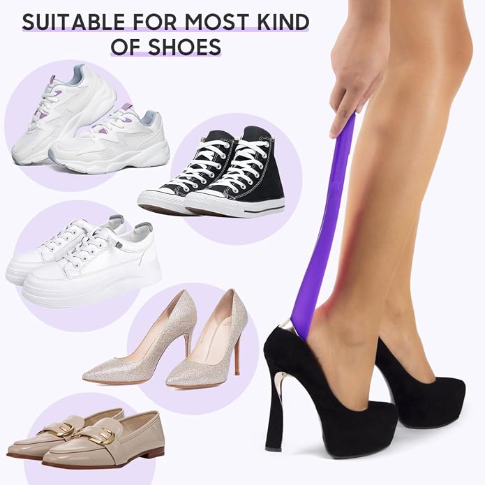 Ciieeo 5-Pack Plastic Shoehorns 12.59 Inch Long Handle Shoe Lifters for Men Women Seniors Portable Shoe Puller Tool for Home Office Travel Convenience