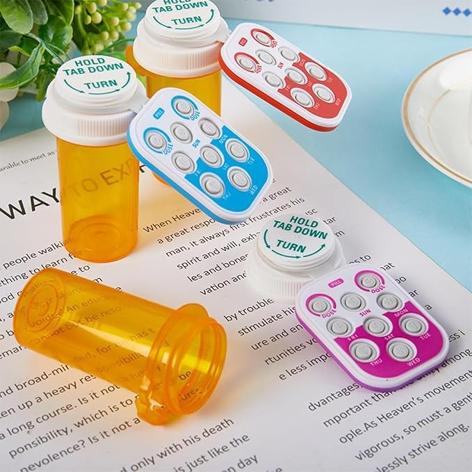 Blue Pill Popper Medication Tracker Organic Silicon Pill Popper Medication Tracker Reminder Adult/The Child Daily Pill Reminder Small and Portable Memory Aid with Buttons with Bottle, Medication Aids