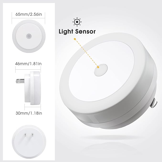 Briignite Night Lights Plug into Wall, [4Pack], Nightlights with Light Sensors, LED Night Light for Kids Room, Baby Night Light, Bathroom, Stair Lights, Hallway Light, Cool White