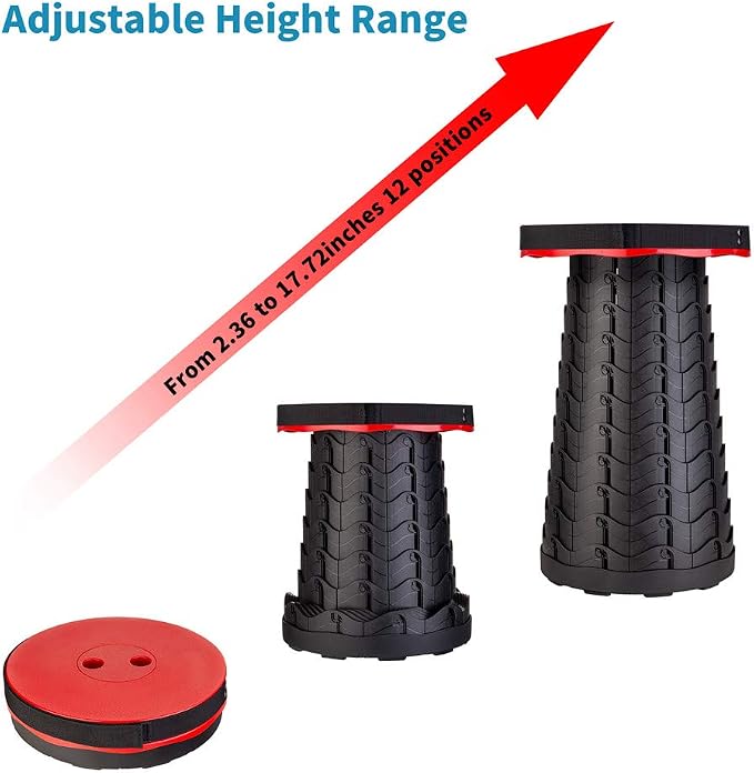 Upgraded Folding Stool Lightweight Yet More Sturdy with Load Capacity 400lbs Portable Collapsible Stool for Camping Fishing Hiking BBQ (Red)
