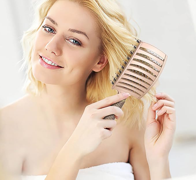 Detangling Brush for Women & Kids, Wet & Dry Hair, All Hair Types | Less pulling & breakage, Boar bristles tame frizz & add shine, Vents for faster blow-drying, Lightweight 4 oz, Non-slip grip