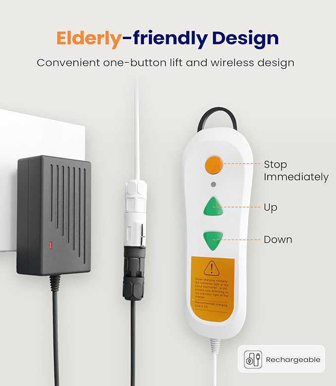 VOCIC Electric Chair Lift with 2 Types Suction Cups, Fall Assist Devices Lift You Up from Floor, Floor Lift Height Up to 20", Support Up to 300 LBS, No Assembly Required, AX08 (Blue)