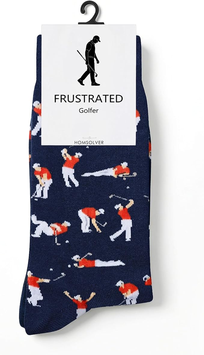Homsolver Golf Socks for Men - Funny Gift for Dad, Golf Accessories for Men, Novelty Birthday Gifts for Golfers, Angry Golfing Apparel, Size 8-12
