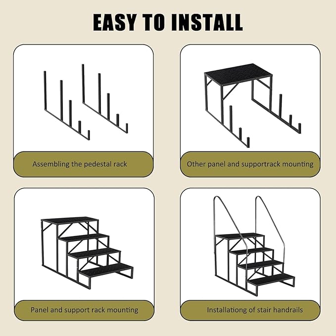 Step Ladder, Step Stool with Handle, Heavy Duty Pool Ladder Above Ground 660Lbs, Camper Steps Outdoor Steps RV Stairs for Reaching High, Portable Home Stairs for Travel Trailer