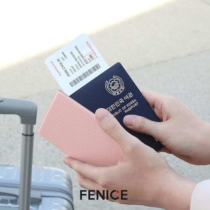 Fenice Classic Passport Cover Holder Wallet Case for Travel Essential RFID Blocking Vegan Leather Waterproof (BLACK)