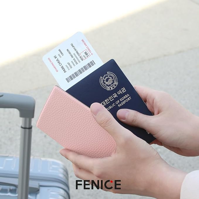 Fenice Classic Passport Cover Holder Wallet Case for Travel Essential RFID Blocking Vegan Leather Waterproof (SAND)