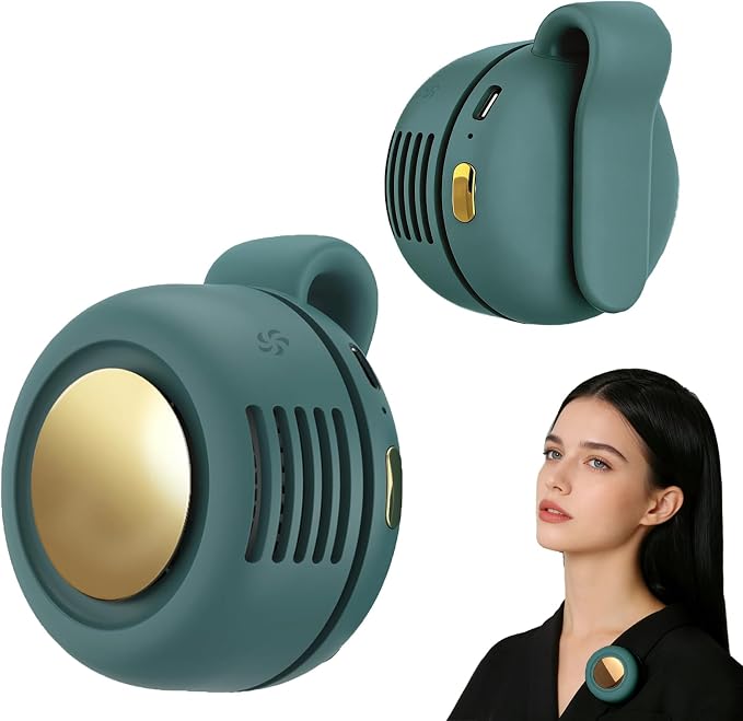 Portable Fan,2-in-1 Waist Clip On Bladeless, Ultra-Quiet Mini Personal Neck Fan 3 Speeds with 360°Adjustable Clip USB Rechargeable for Hiking,Office & Outdoor