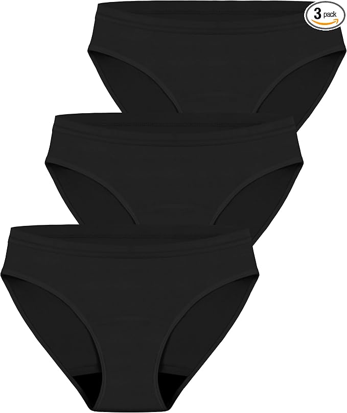 AIRCUTE Washable Leak Proof Incontinence Underwear for Women Absorbency Bladder Control Briefs 70ML,3 Pack (M,3 Black)