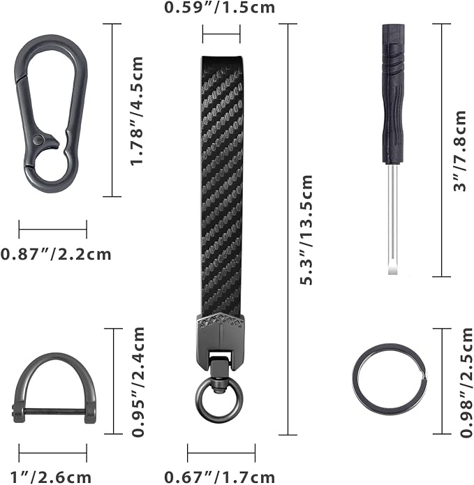 OHKYOOT Leather Car Keychain for Home Car Keys | Carabiner Clip Key Fob Keychain for Women Men,Car Key Holder with 3 Key Ring and Anti-Lost D Ring