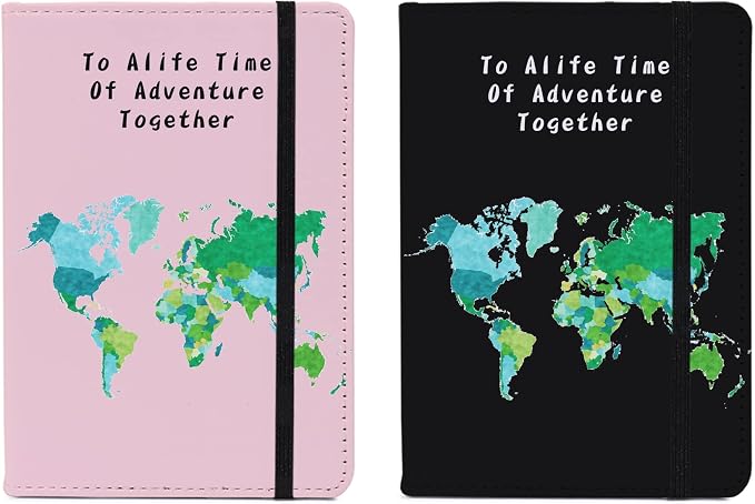 Passport Book Holder,Passport Wallet for Men Mr and Mrs Passport Holder for Women Passport Cover World Map Passport Case for Couples Christmas Traveling Passport Book Protector 2PCS