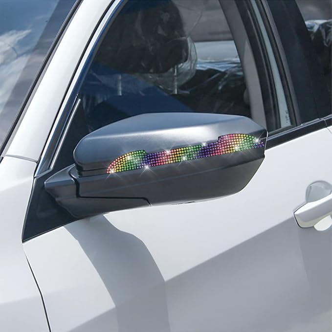 4PCS Bling Car Door Handle Scratch Protector, Color | 5.75x0.39 Inch, Universal fit, side panels/mirror edges, stainless steel, rhinestones, adhesive backing, exterior accessories