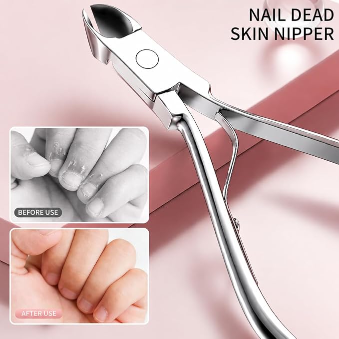 ZIZZON Nail Clippers Kit Manicure Pedicure Set with Holographic Case(Pink) | 12-Piece Set with Thicker Steel, Precision-ground Cutting Edges, and Smooth-finished Tools for Clean, Precise Trimming.