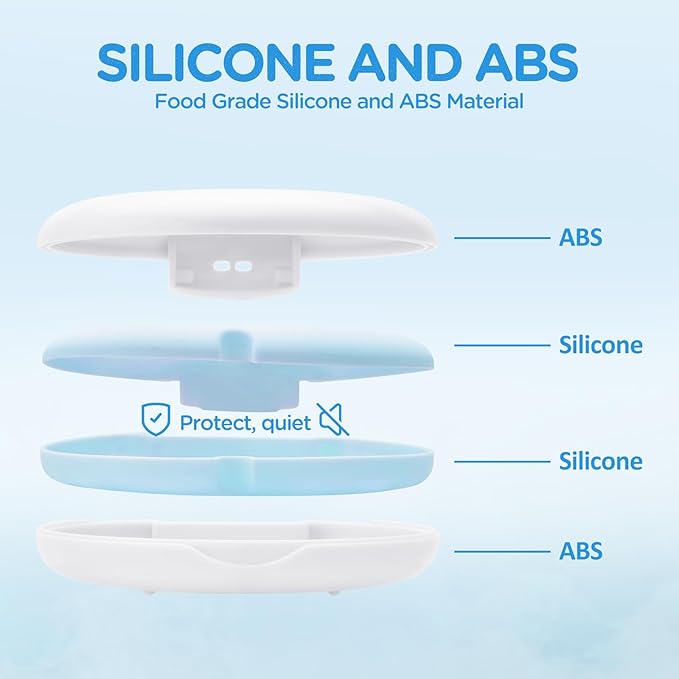 2 Pack Retainer Case Ultra-slim Aligner Case with Vent Holes Removable Inner Tray Silicone for Easy Cleaning(2Pack White Blue)