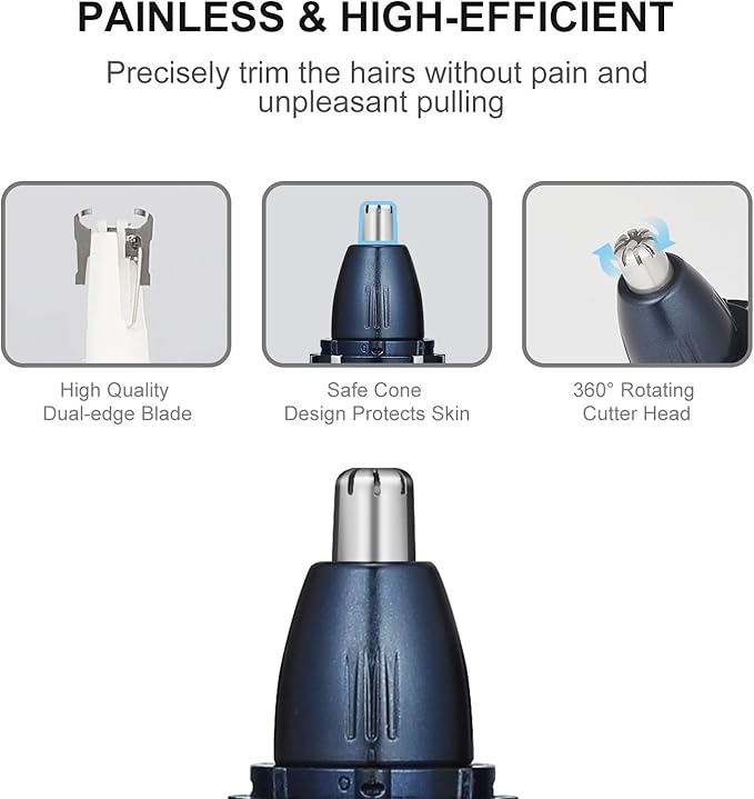 ONEDONE Nose Hair Trimmer - 3 in 1 USB Rechargeable Ear Nose Hair Trimmer for Men, Dual-Edge Blades Painless Electric Ear Trimmer Eyebrow Clipper Father's Day Gifts